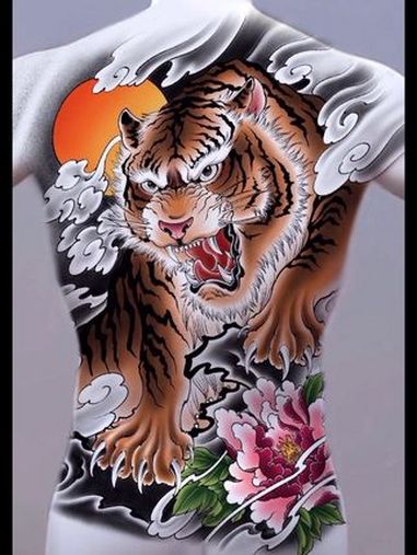 满背老虎!纹身手稿 纹身刺青 老虎纹身 老传统纹身