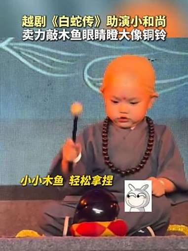 嵊州:3岁萌娃客串小和尚敲木鱼,演到兴起时偷偷看看自己怀里的“宝贝”,敲得更加努力和带劲儿