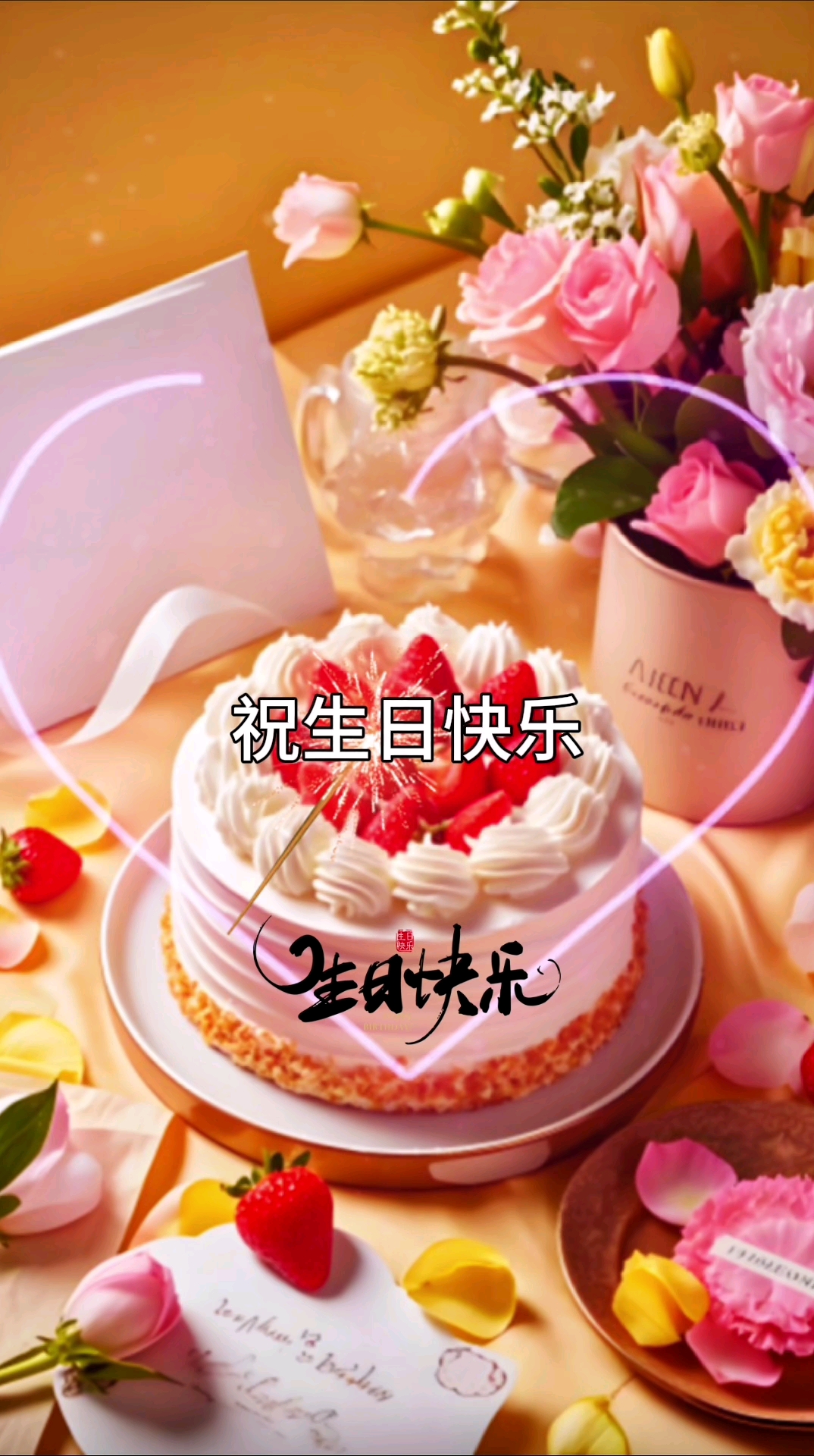 #真实生活记录##草莓蛋糕生日快乐#  祝生日快乐，又长一岁！
