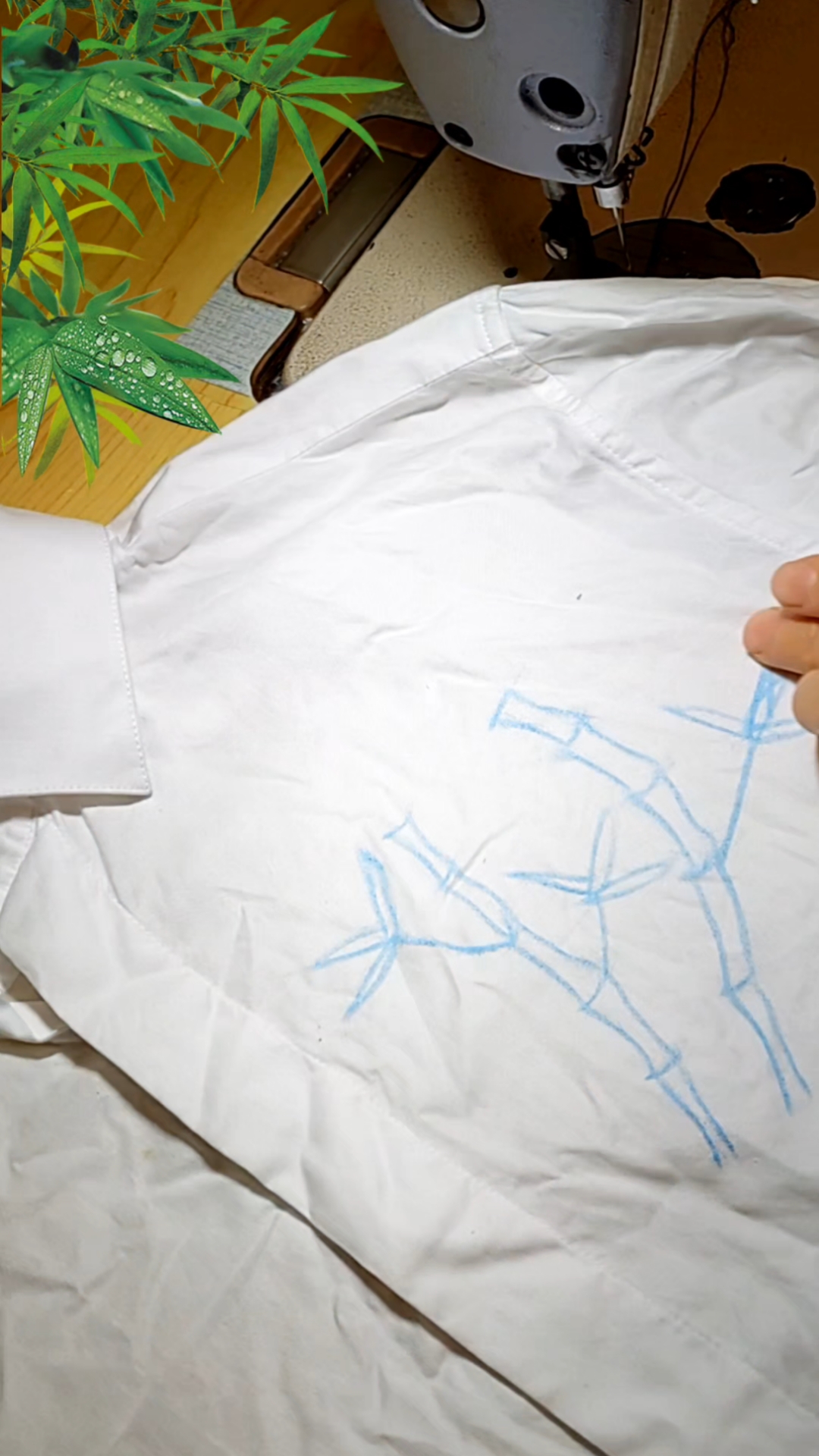 缝纫机绣,竹子简笔画。