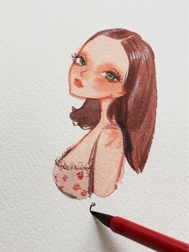 画个落叶色系女孩 水彩 画画 手绘 画个头像 插画
