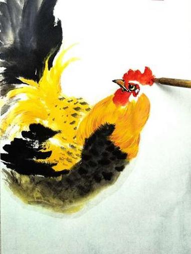 四步画鸡 大吉大利#百young非遗计划#画画#国画#花鸟画#公鸡