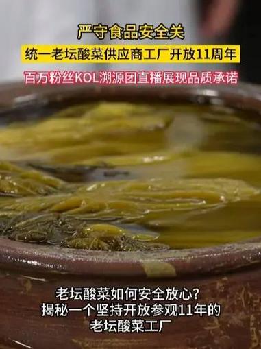 严守食品安全关,统一老坛酸菜供应商工厂开放11周年,百万粉丝KOL溯源团直播展现品质承诺 