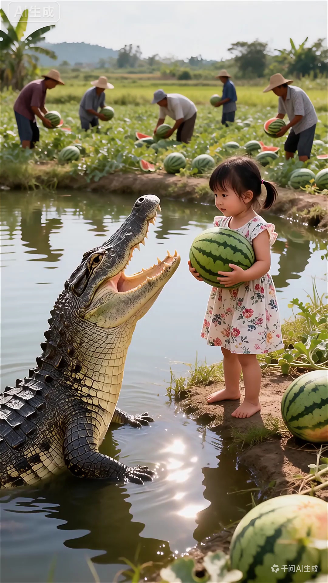 小女孩喂鱼#新大陆计划