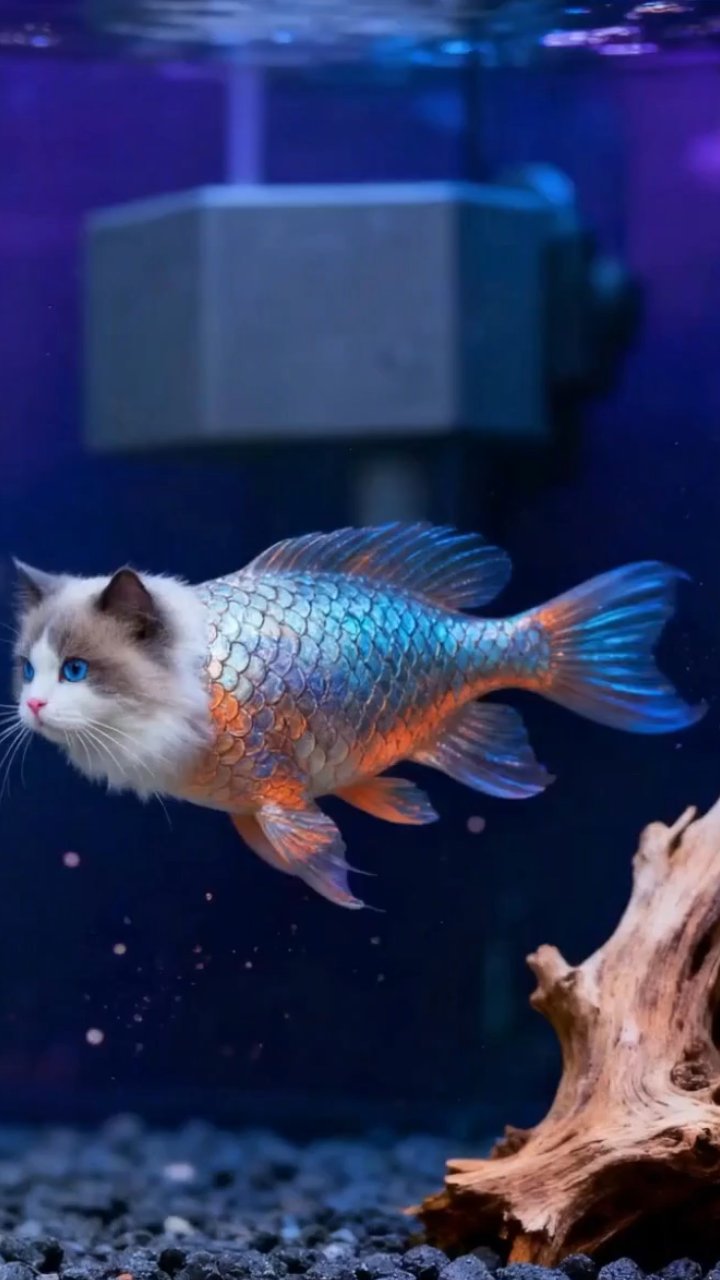 猫头鱼身,水里游