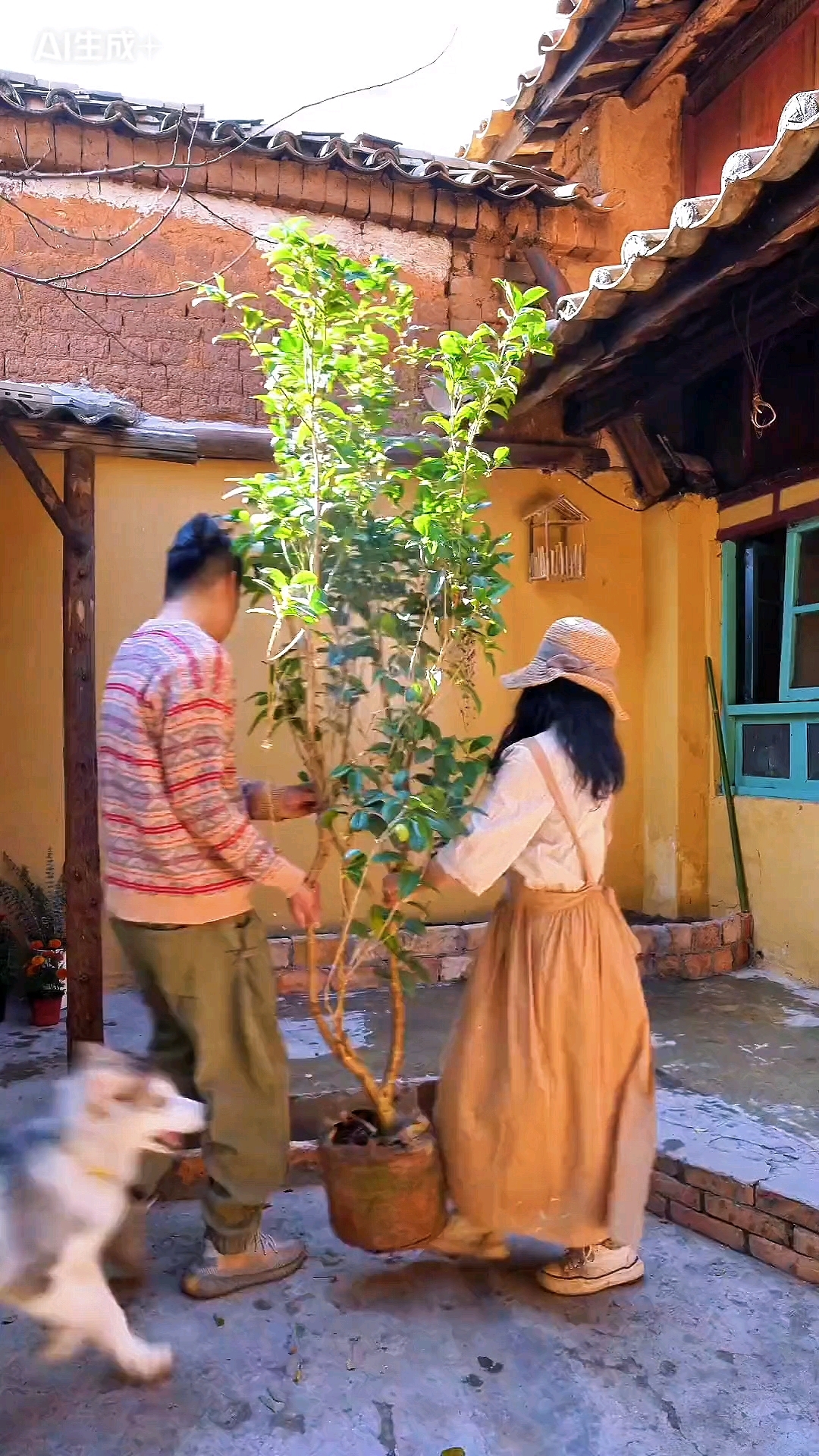 今天用剩下的砖块给小院建一个花台,太好看了吧