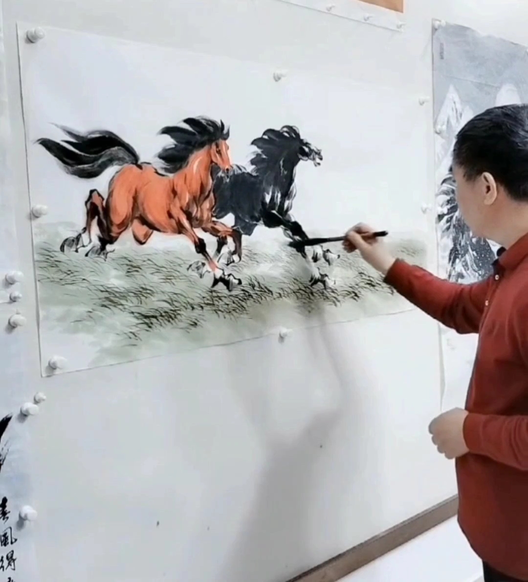 刘建国画马视频