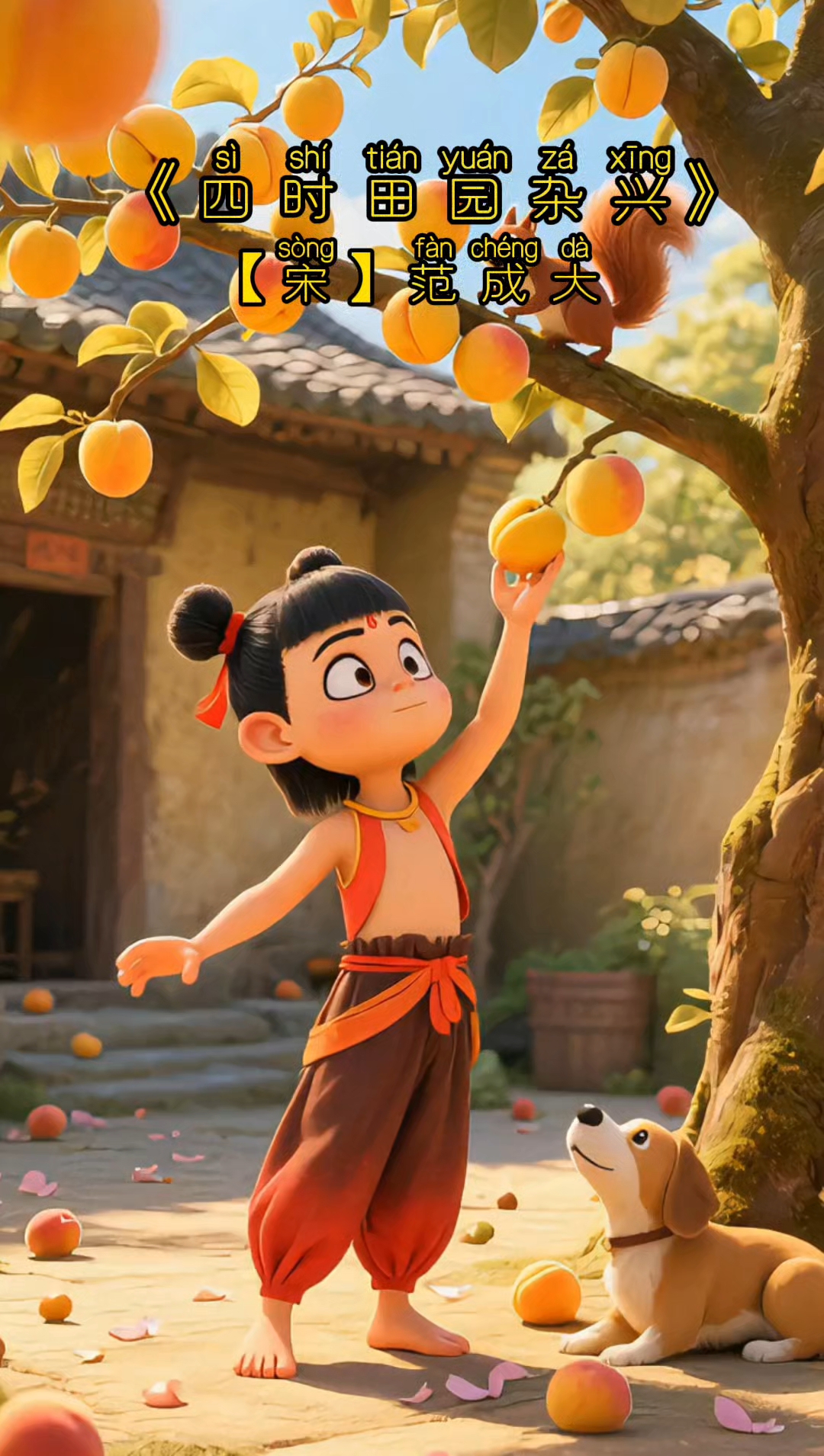 《四时田园杂兴》梅子金黄杏子肥，麦花雪白菜花稀