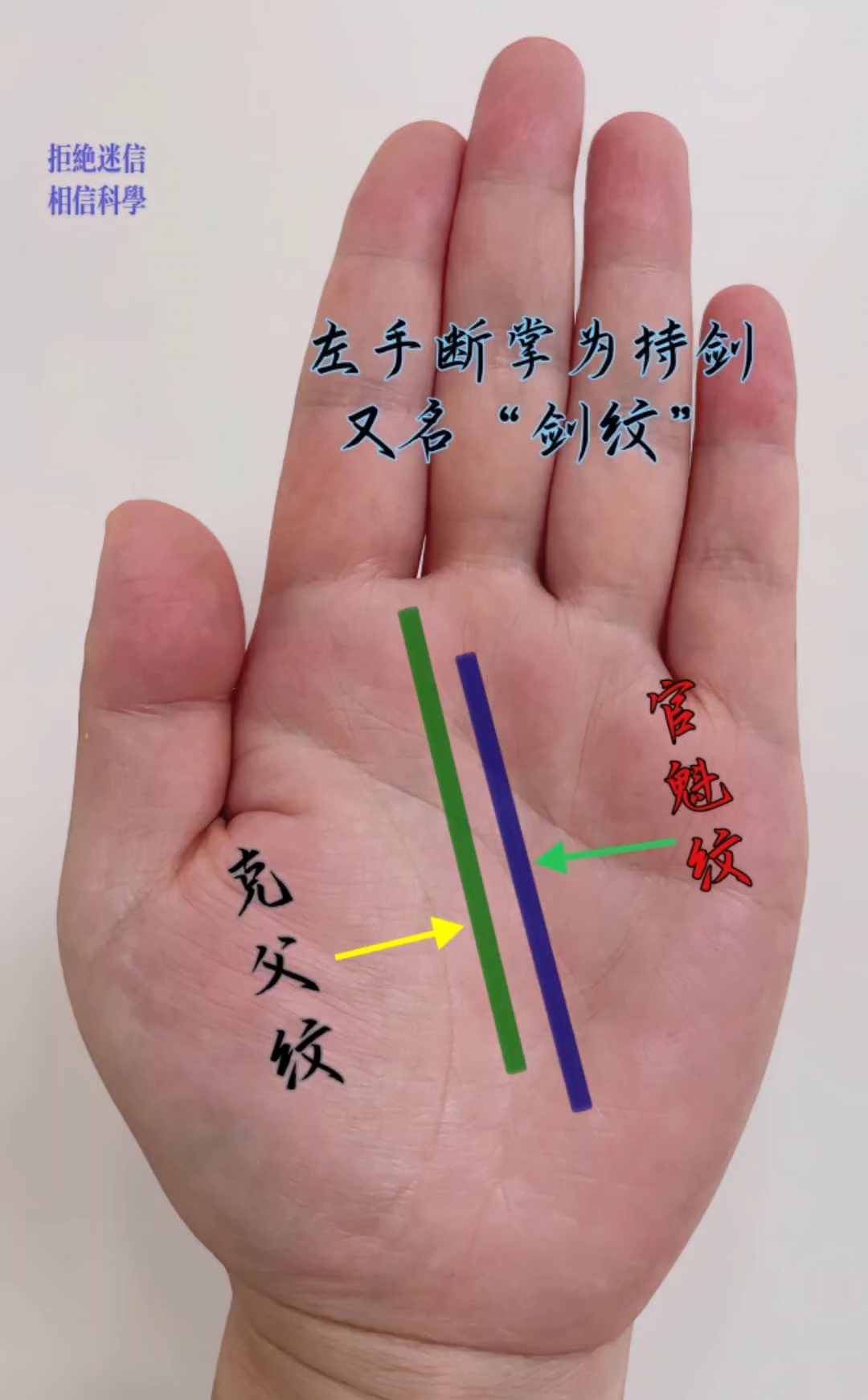 左手断掌又名剑纹