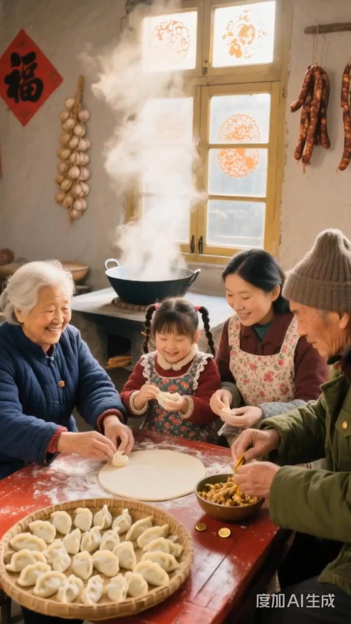 和家人一起包饺子是最幸福的