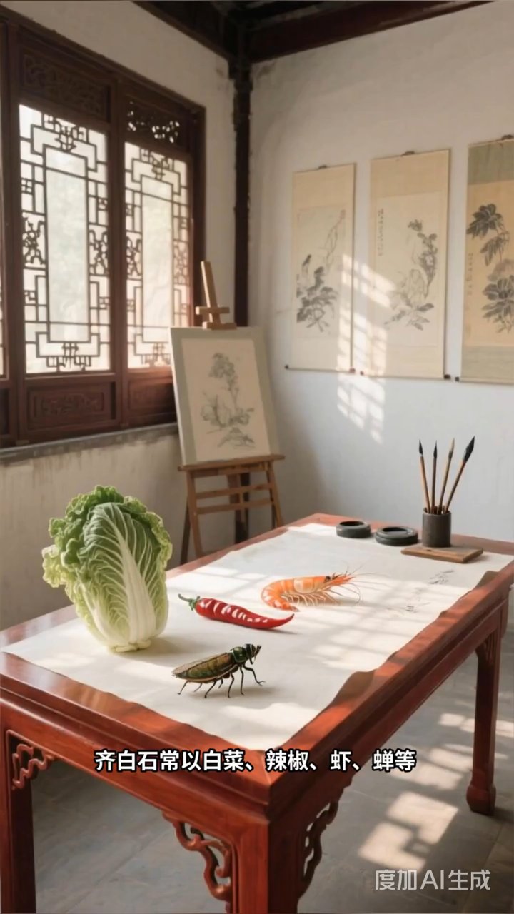 齐白石笔下白菜成王,诗画相融道尽生活真谛