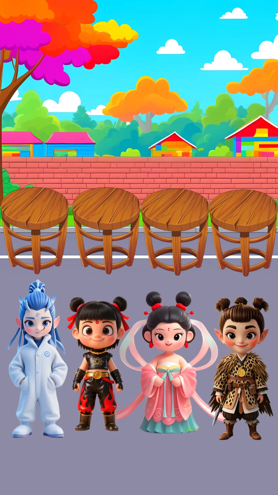 小朋友们玩画水果蔬菜游戏