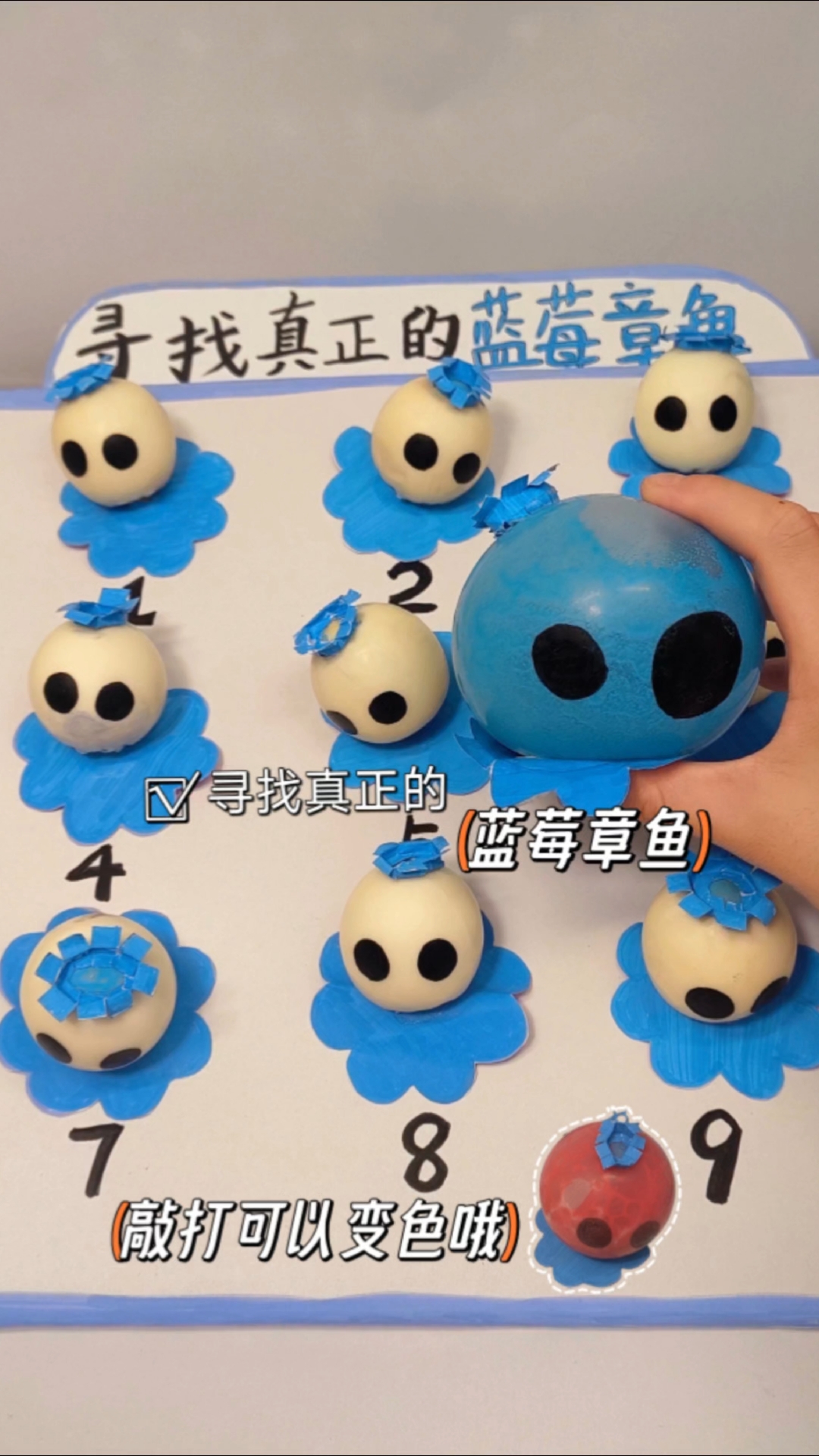 寻找真正的蓝莓章鱼，敲打可以变色哦！