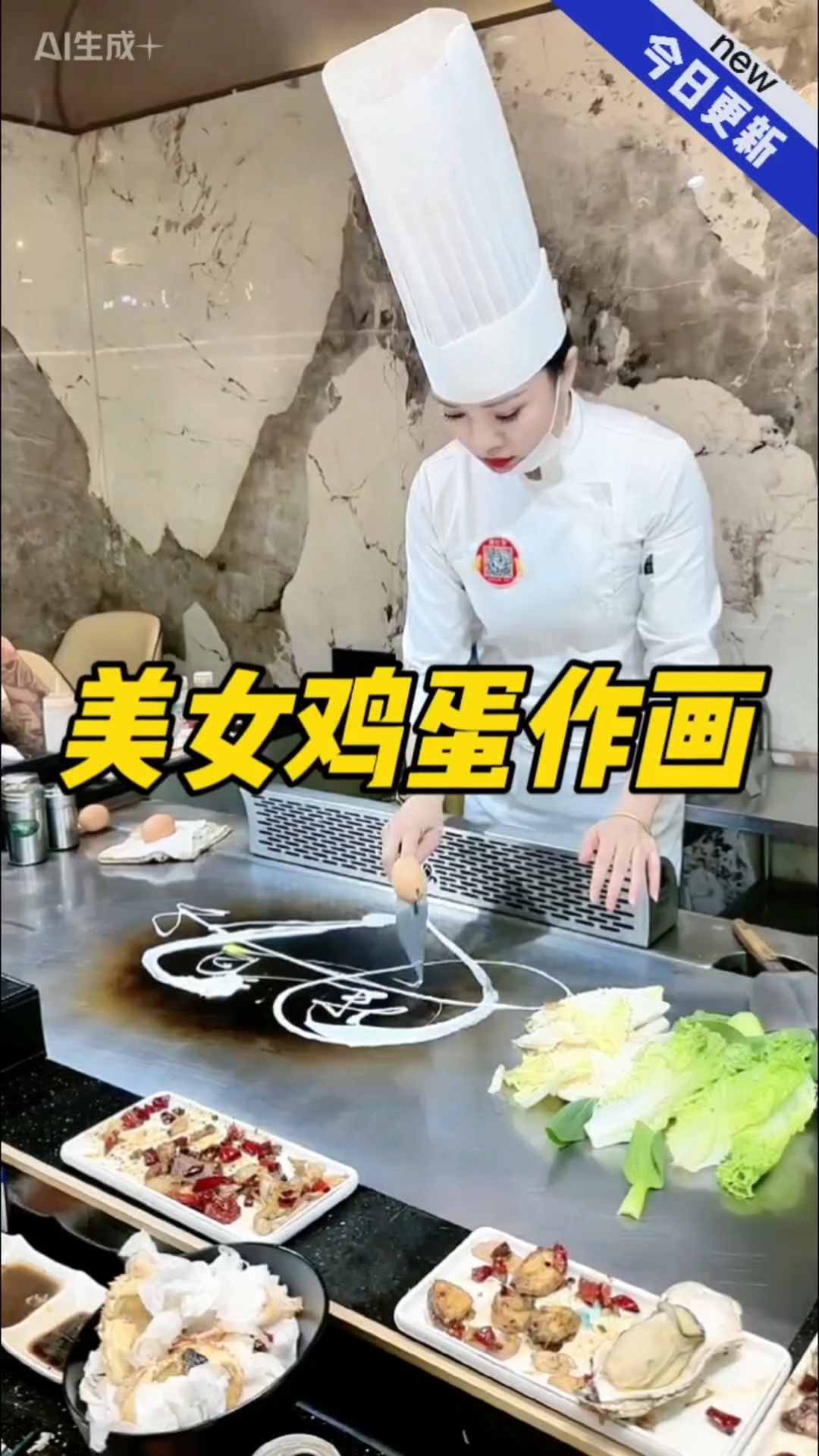 美女鸡蛋作画