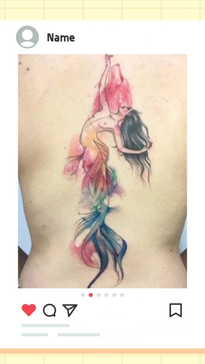 一组美人鱼纹身艺术图案展示