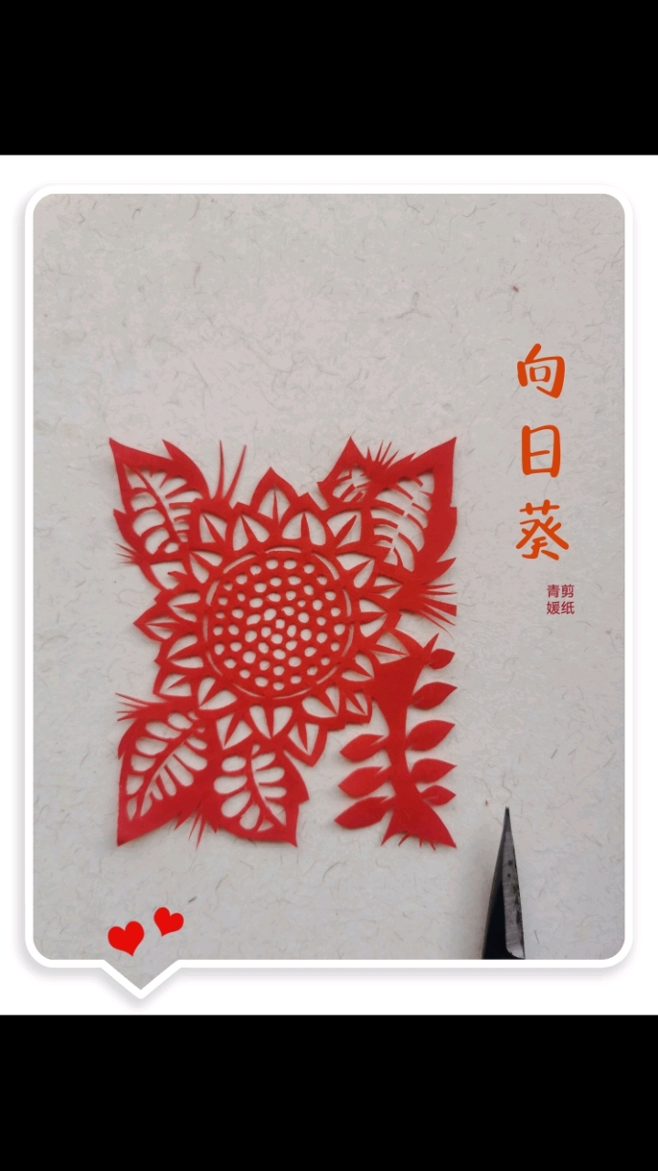 分享青媛脱稿剪纸《向日葵》,迎着阳光奔跑吧,