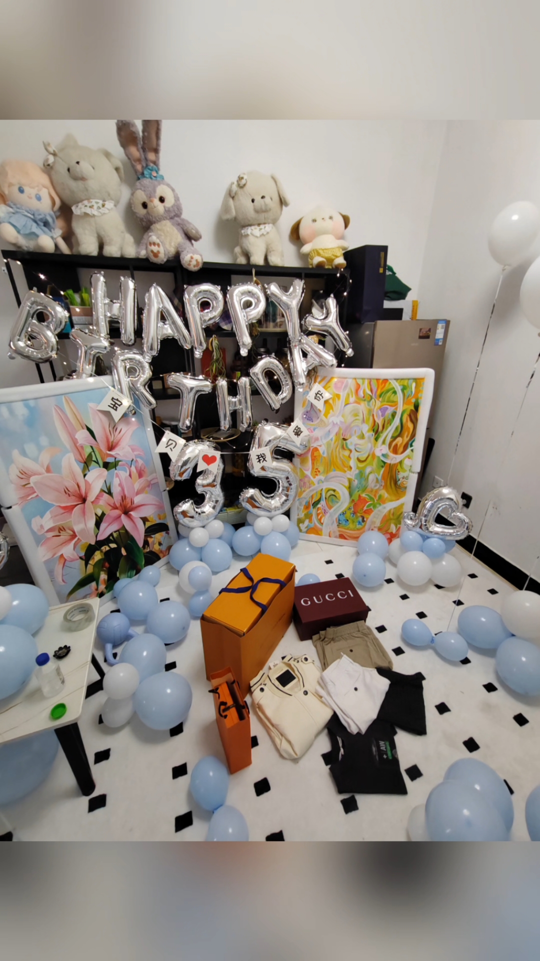 成都成人男士生日派对策划成都男士生日蓝白色气球布置装饰