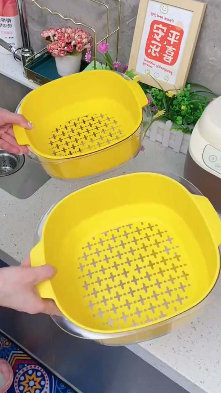 双层洗菜盆沥水篮大中小尺寸三个