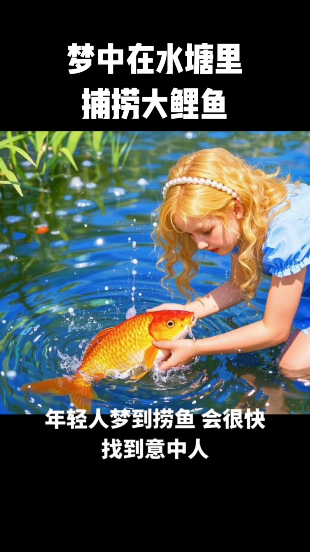 梦中自己在池塘里捕捉大鲤鱼
