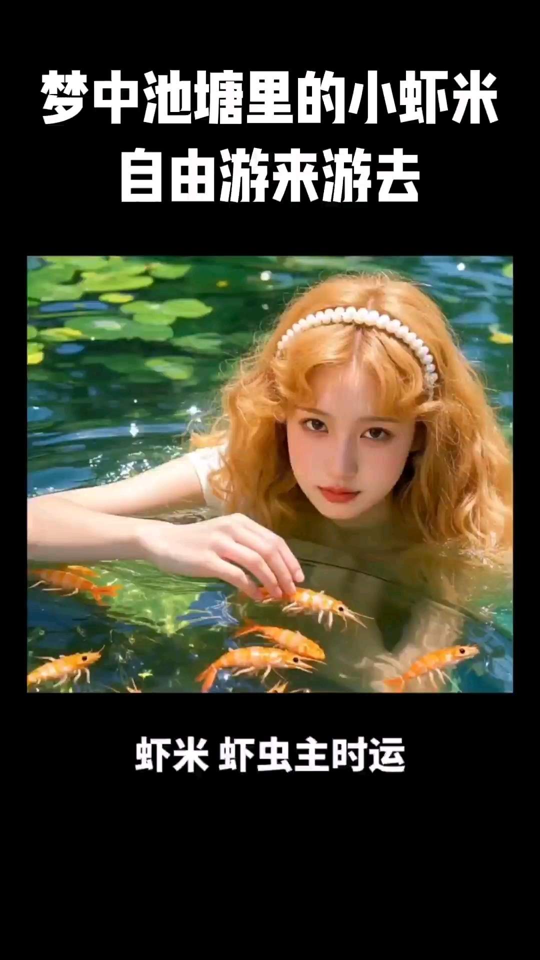 梦中一群小虾在池塘里自由游来游去