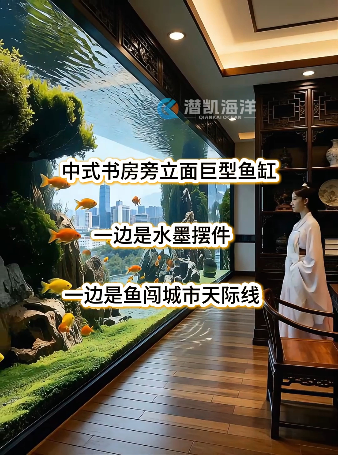 安庆市鱼缸定制来啦! 中式风格的巨型鱼缸,打造你的专属水景