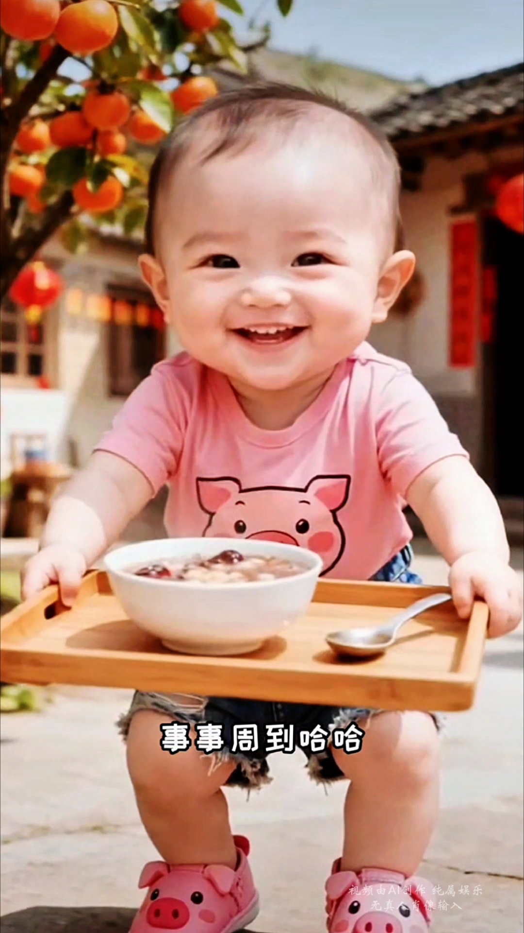 2026年马年开运,可爱萌娃端着腊八粥送祝福!