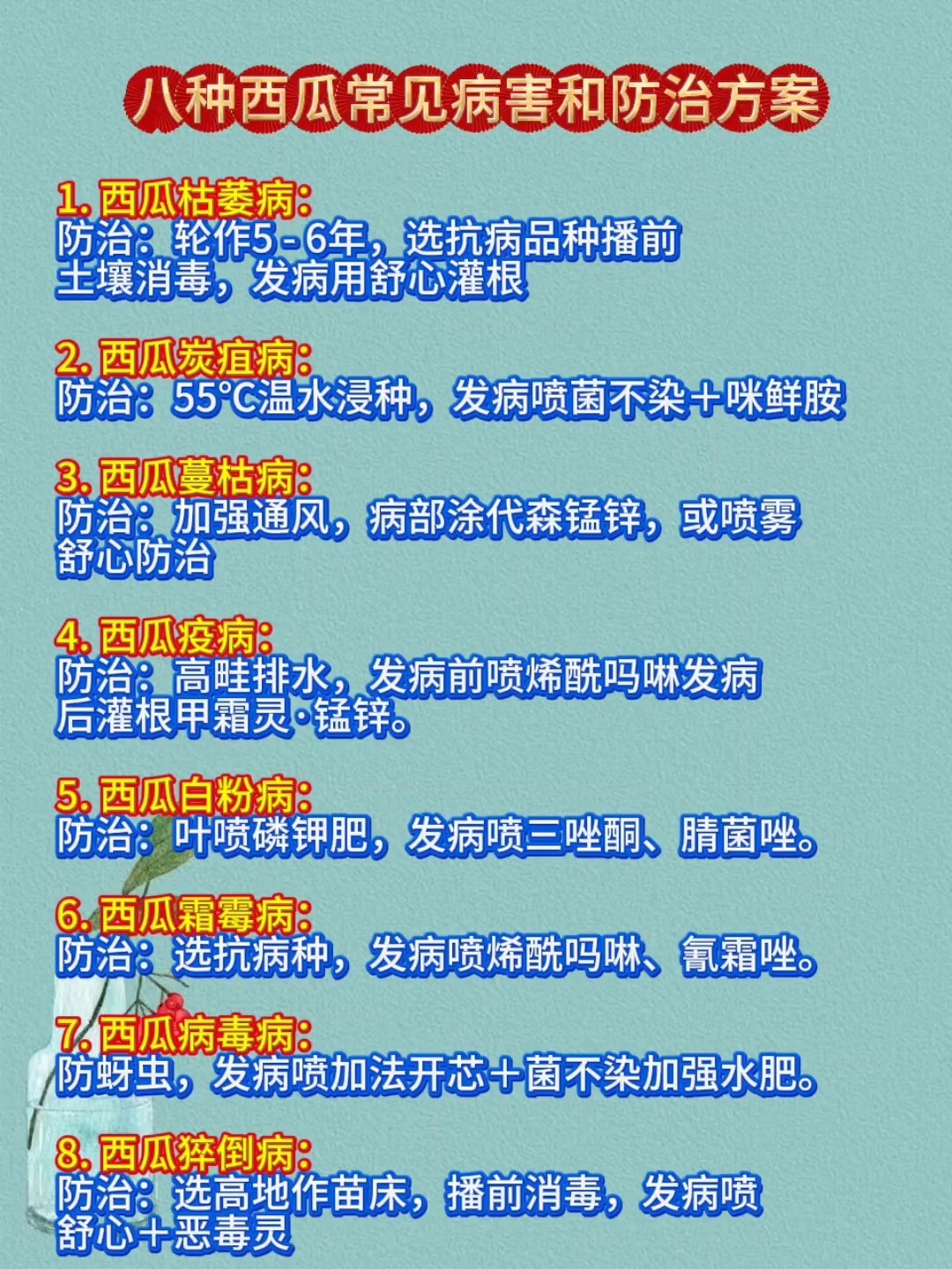 西瓜常见八种病害防治方案你都用对了吗?服务三农支持三农