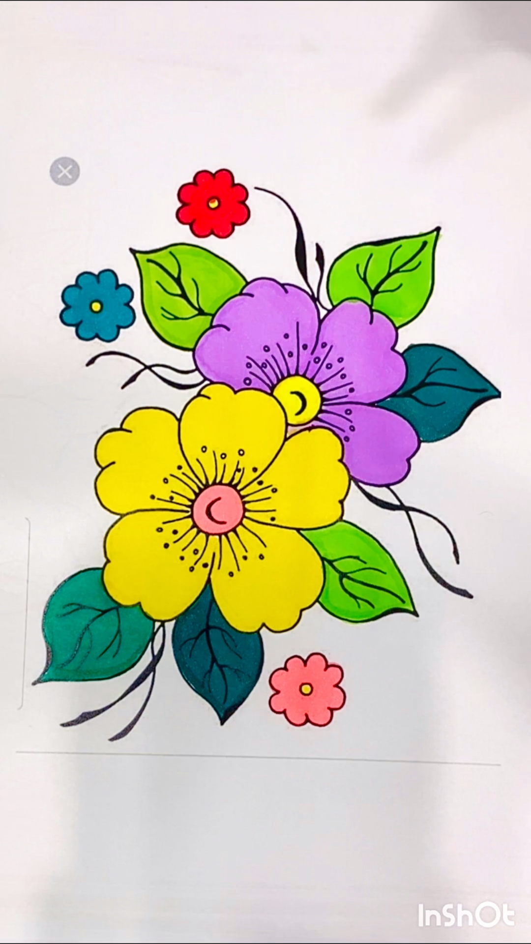 手绘花朵涂色全过程,色彩搭配太治愈啦 #简笔画教程