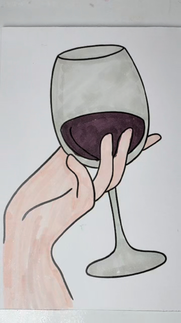 教你画手持酒杯简笔画 #简笔画 #简单画一画 #沉浸式涂色