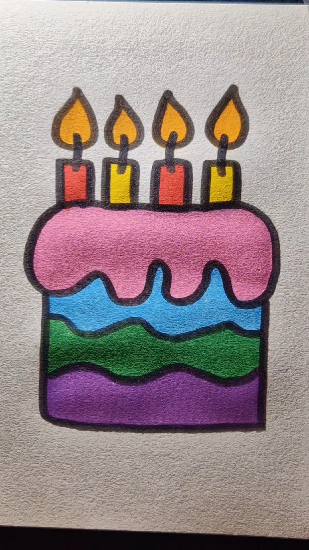马克笔涂色生日蛋糕｜ #解压 #治愈 #绘画