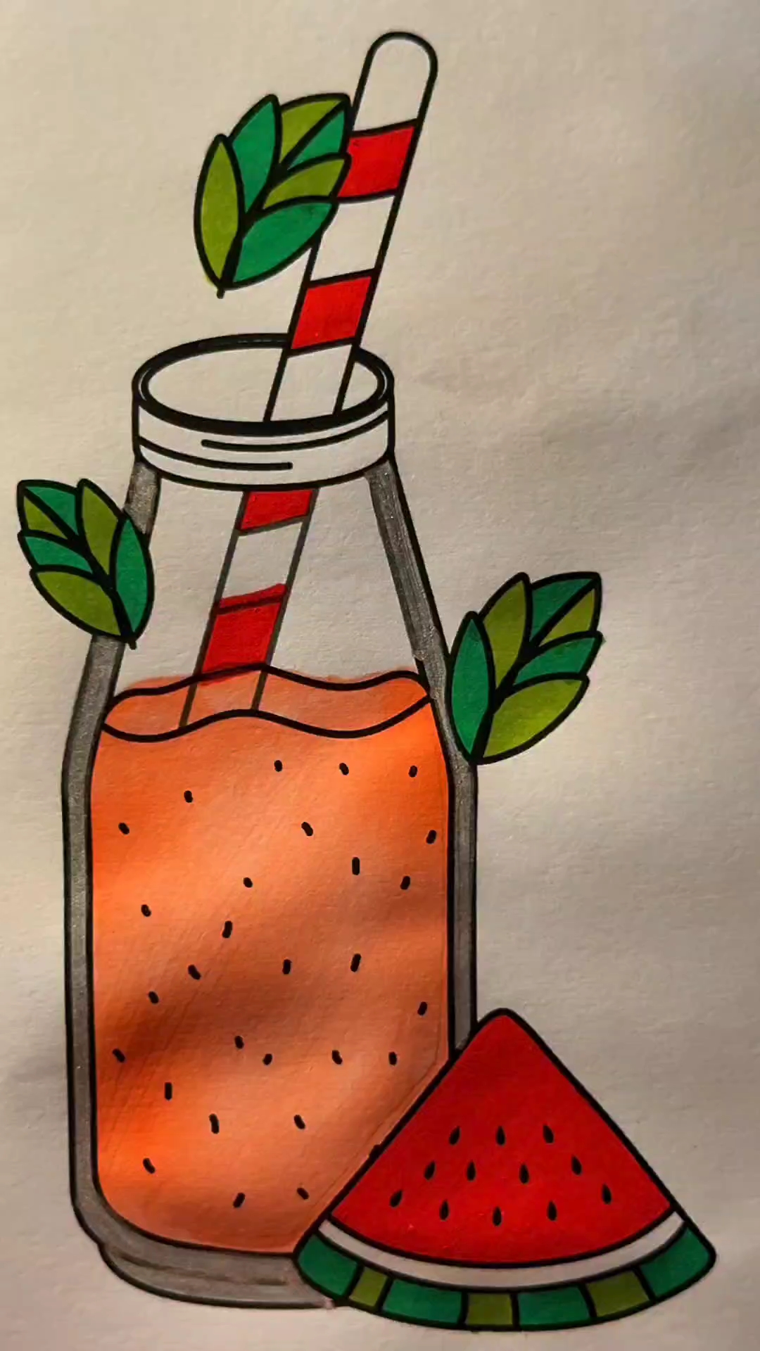 给西瓜汁和西瓜涂色   #放松助眠音 #解压助眠音 #色彩疗