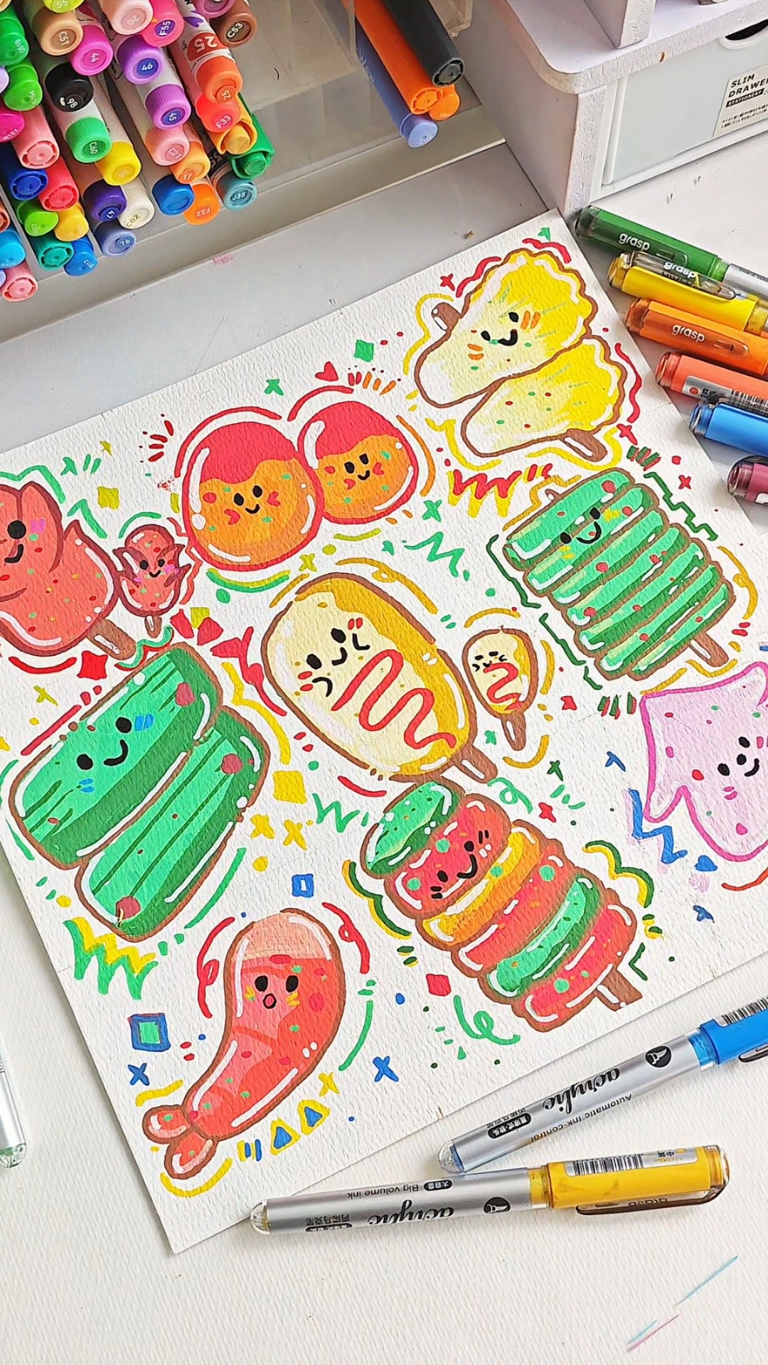 沉浸式画画｜关东煮系列01｜丙烯马克笔