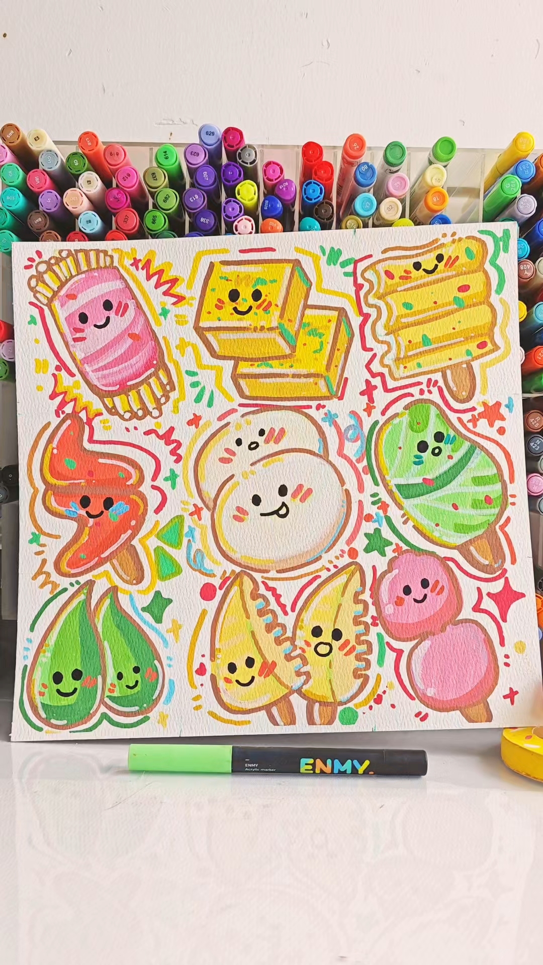 沉浸式画画 | 关东煮03 | 丙烯马克笔