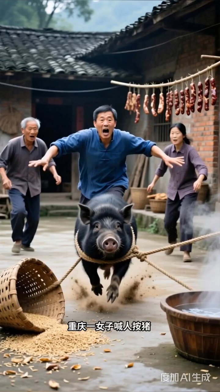 女子喊人按猪意外爆火,千人响应变乡村盛宴