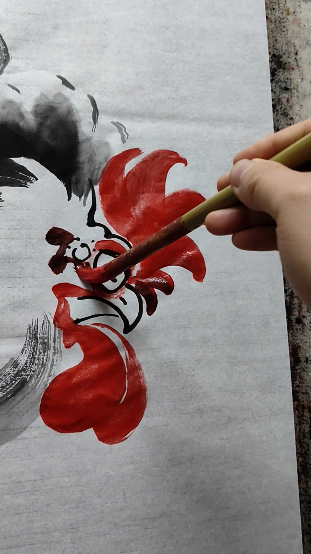 曾海峰国画鸡#曾海峰# #曾海峰国画# #曾海峰水墨鸡# #