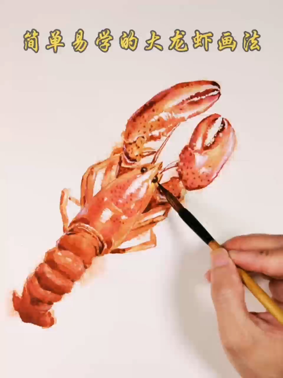简单易学的大龙虾画法-水彩教程-水彩手绘-一分钟学画小课堂