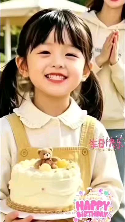 祝可爱的宝贝儿生日快乐#萌娃生日快乐##小公主蛋糕##可爱小女孩# #AI短片里的凡人主角