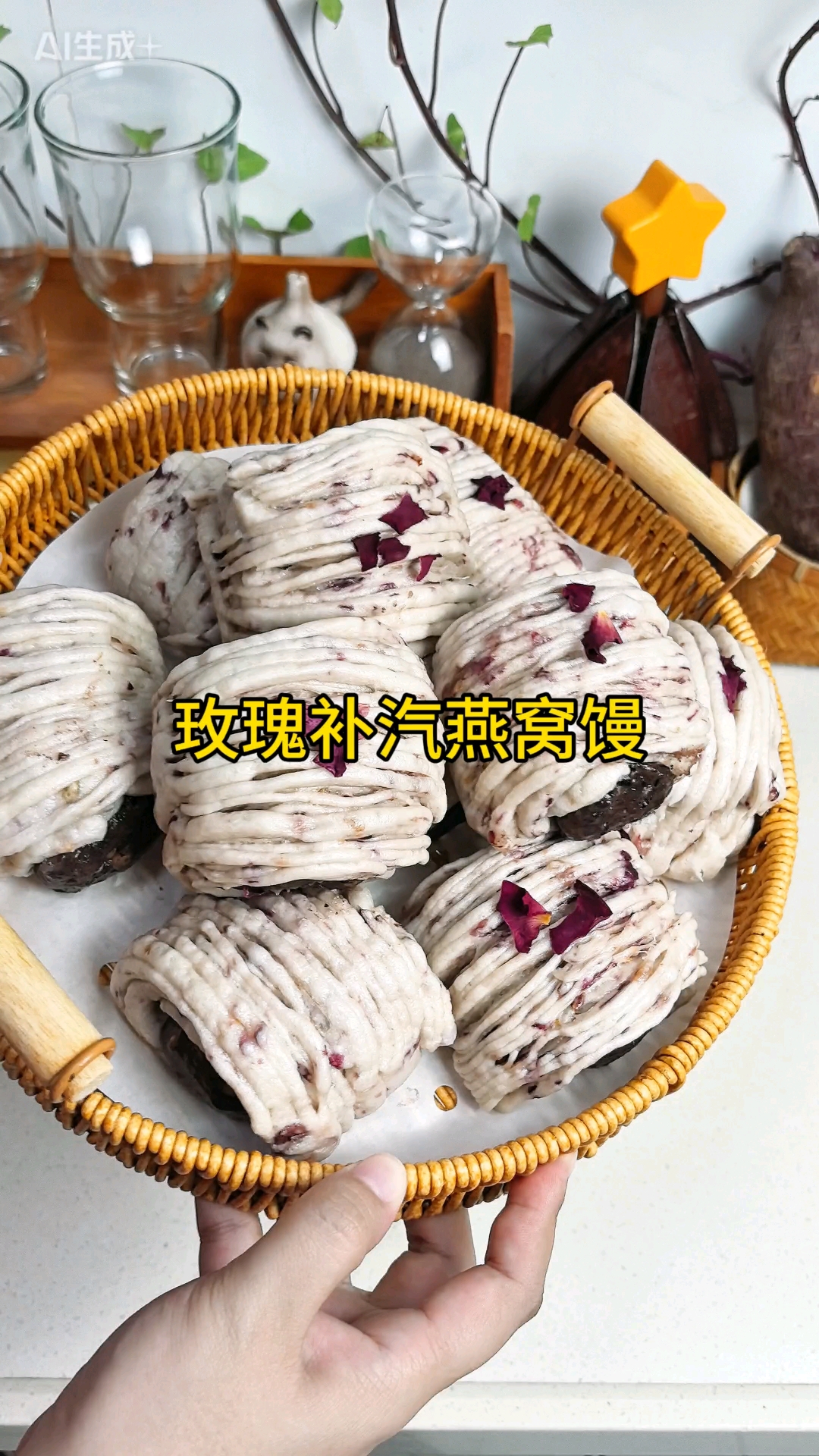 过年馒头这样蒸好看又好吃玫瑰燕窝豆馅儿馒头