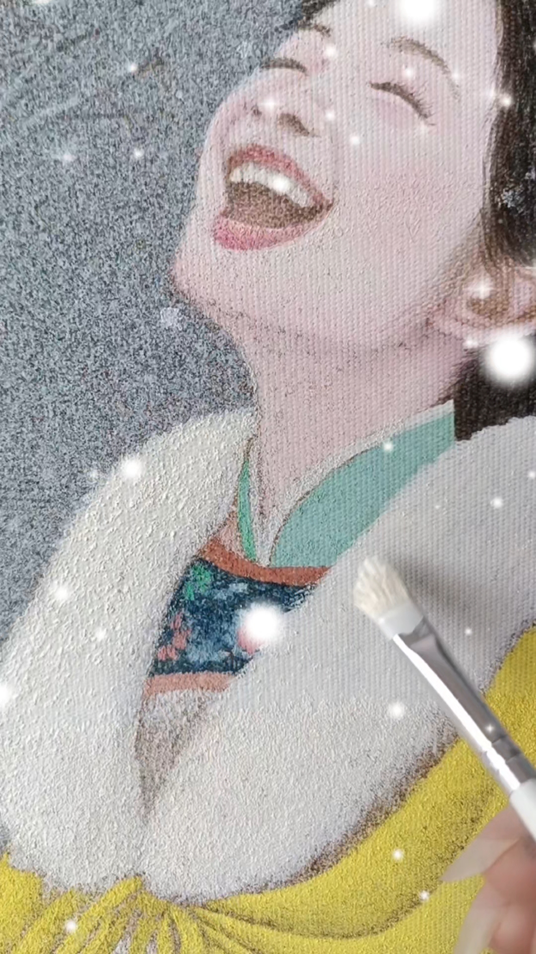 聂子惠像素蛋彩画《一笑倾城》系列作品