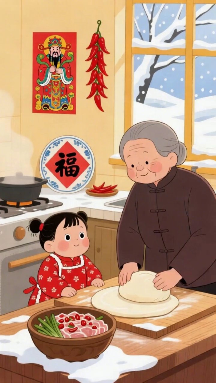 奶奶的小帮手春节包饺子