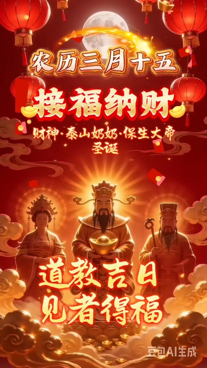 三月十五 · 接福纳财 · 所求皆如愿#接福了 #财神诞 #泰山奶奶 #保生大帝 ##新大