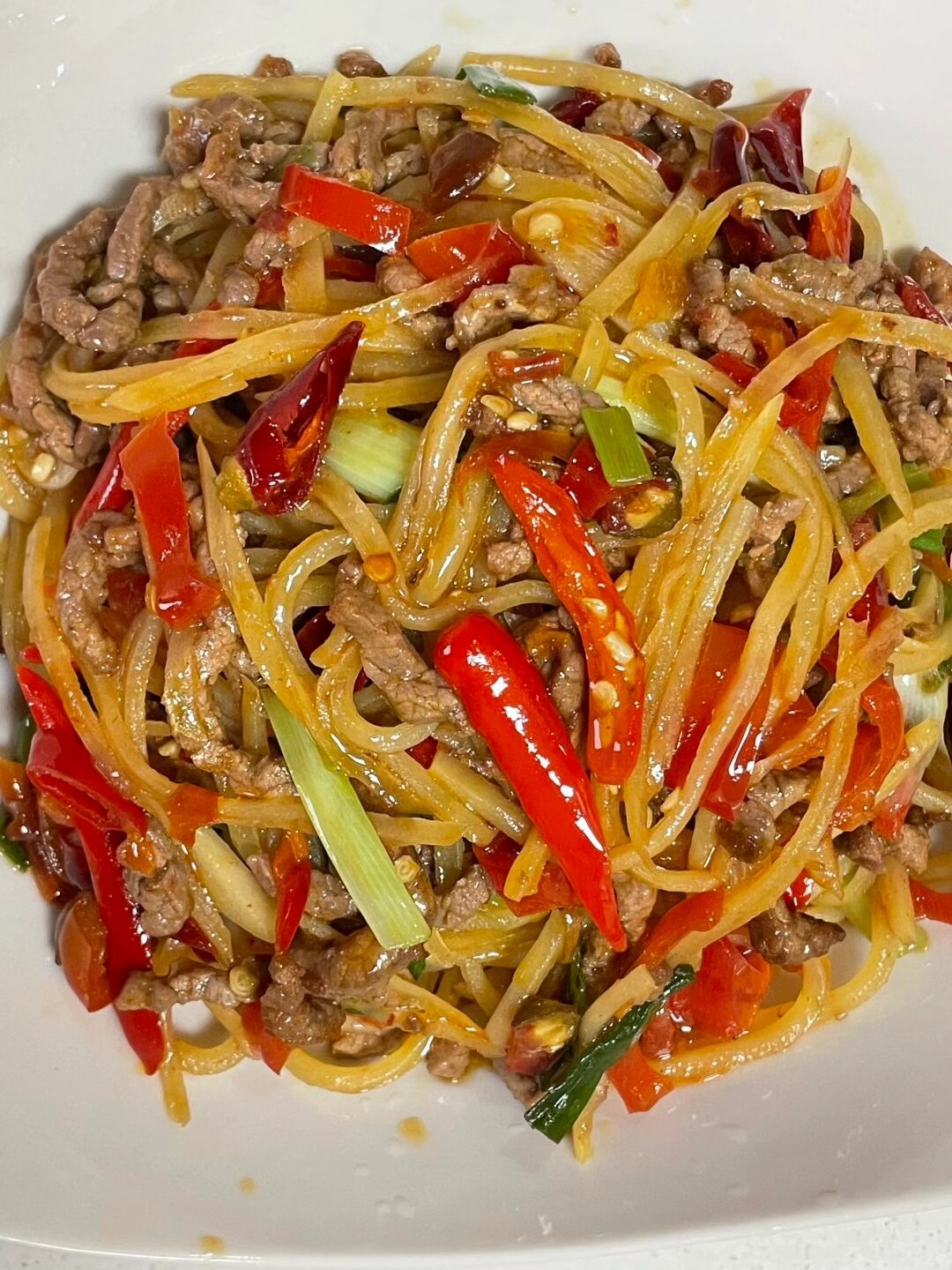 泡椒牛肉土豆丝,真的好吃!