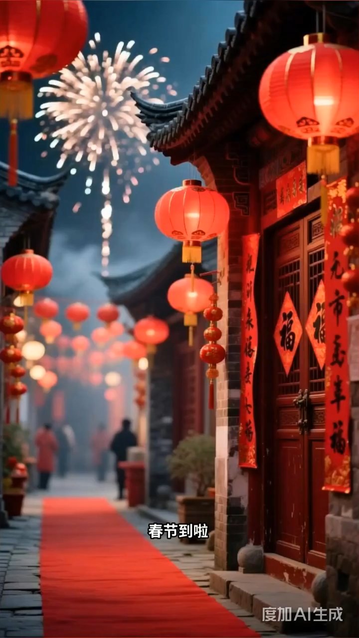 小狗变身春节主角,红灯笼鞭炮打造喜庆视频