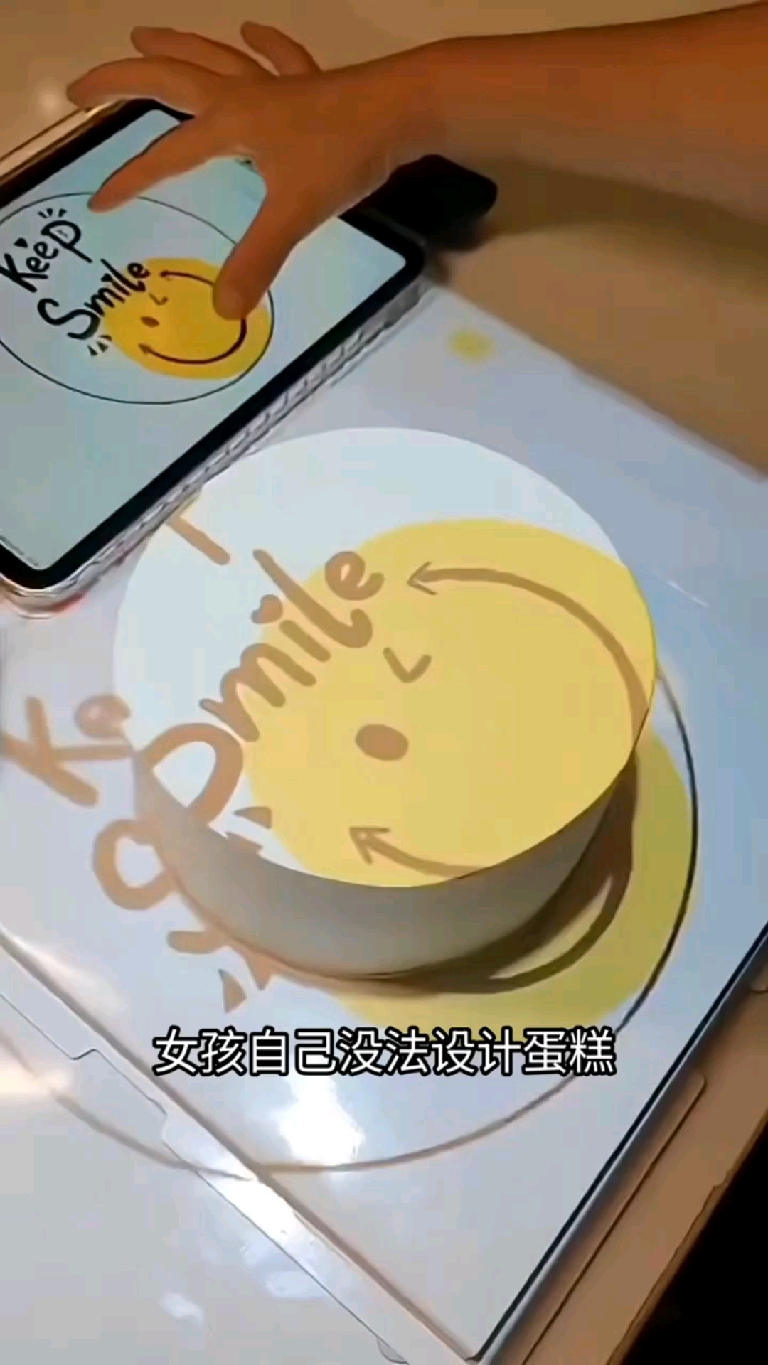 女孩没办法设置蛋糕