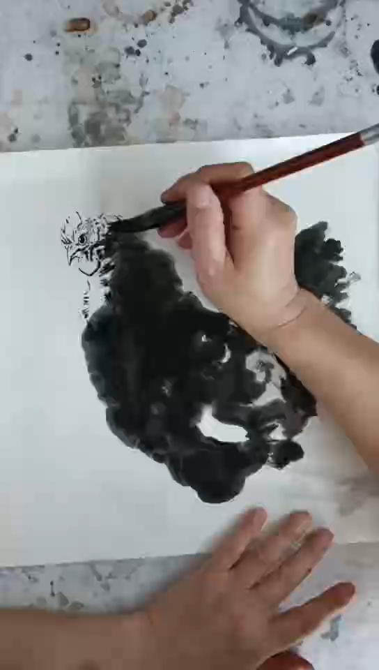 #彭凯画鸡# #彭凯国画#