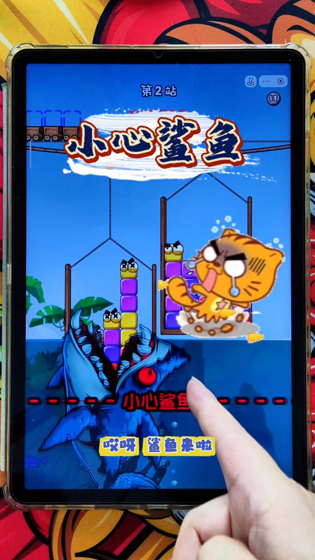 下面有大鲨鱼，好吓人呀