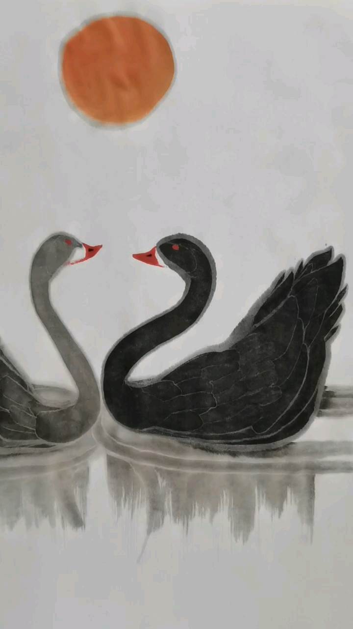 天鹅南归,漫游北票,宋斌画鹅。