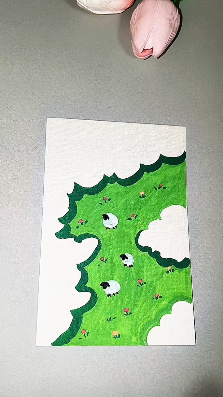 爸爸说他画的好看，大家看看谁画的风景好看，简笔画