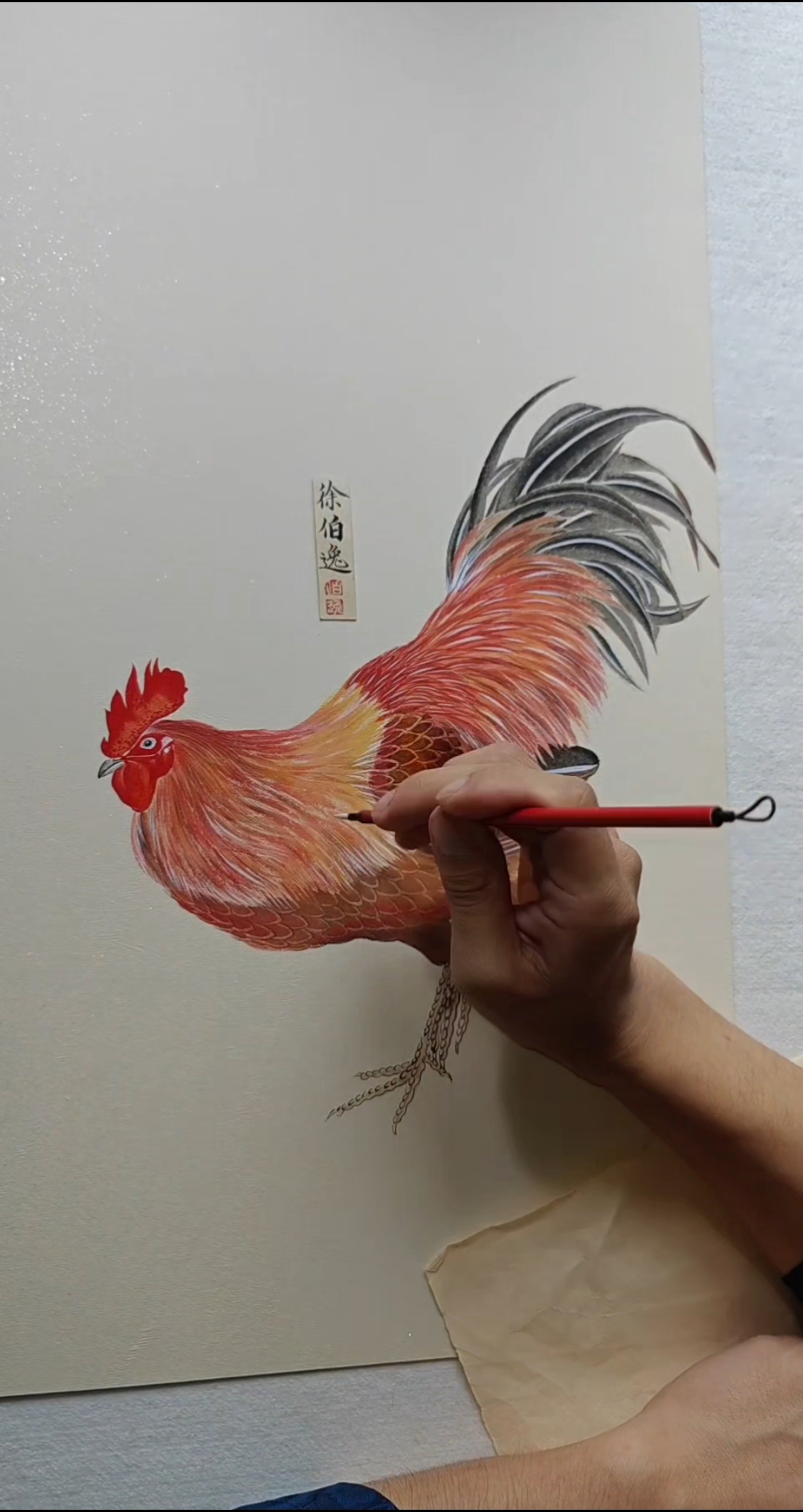 画一只悠闲的大公鸡