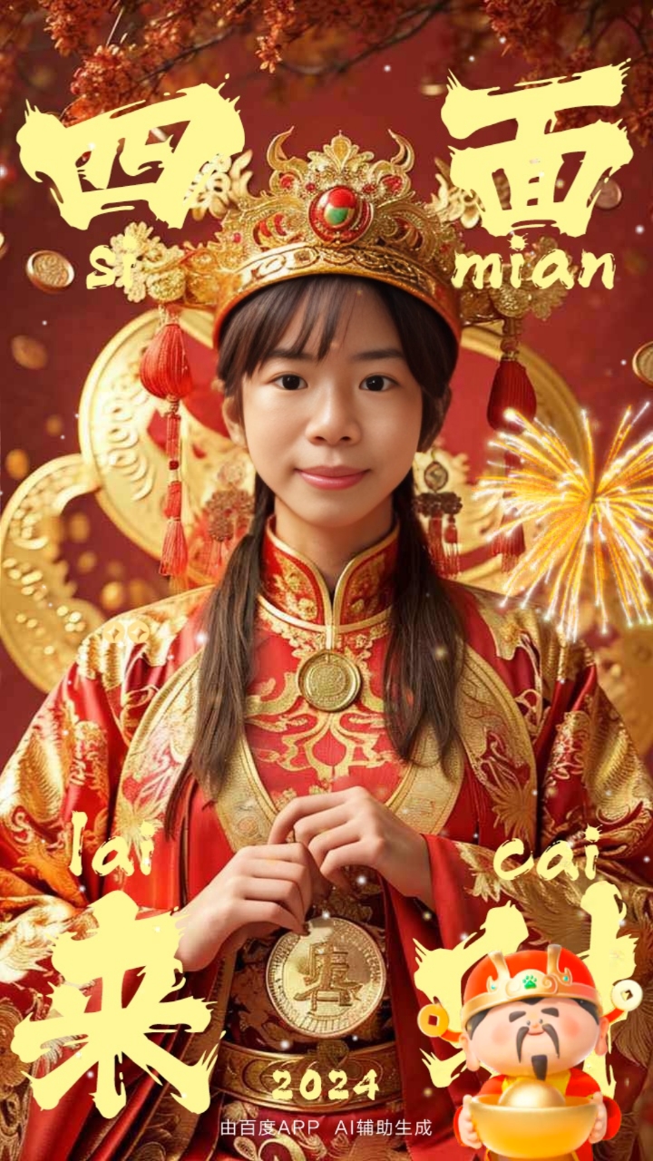 金银财宝满堂彩,财神送福,祝你鸿运当头!